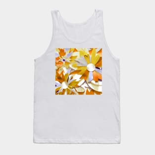 Golden Floral Collage Tank Top